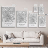 San Antonio Street Map, Texas Map, City Map Art, Minimalist Art, Wall Art, Canvas Print, Black And White Art, Travel Print, Family Gift