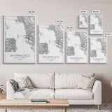 San Francisco Street Map, California Map, City Map Print, Minimalist Art, Wall Art, Canvas Print, Family Room Décor, Gift For Travelers