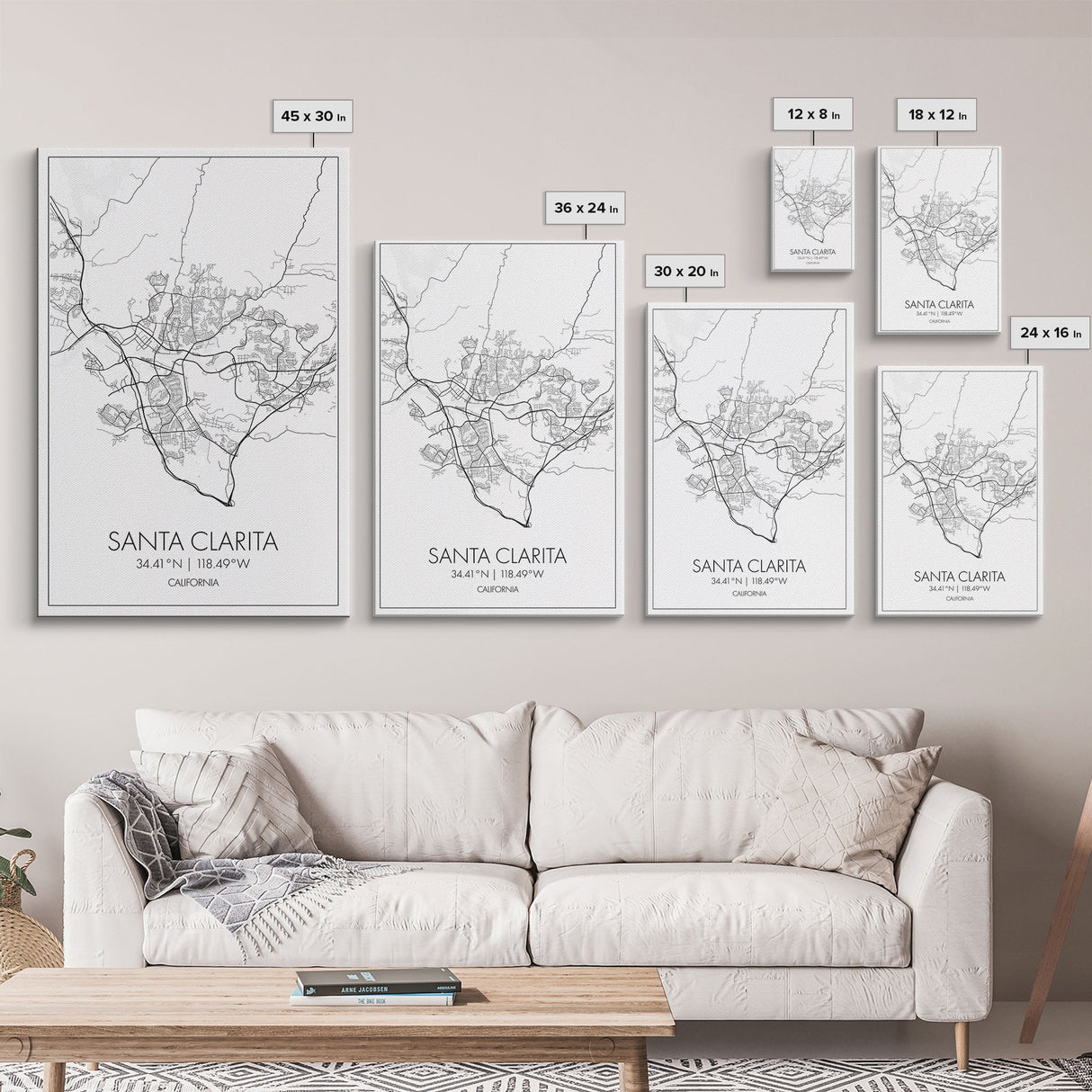 Santa Clarita Street Map, California Map, City Map Print, Minimalist Art, Wall Art, Canvas Print, Bedroom Wall Décor, Unique Travel Gifts