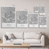 Seoul Street Map, South Korea Map, Asia City Map Print, Minimalist Art, Wall Art, Canvas Print, Travel Gift For Women, Travel Wall Décor