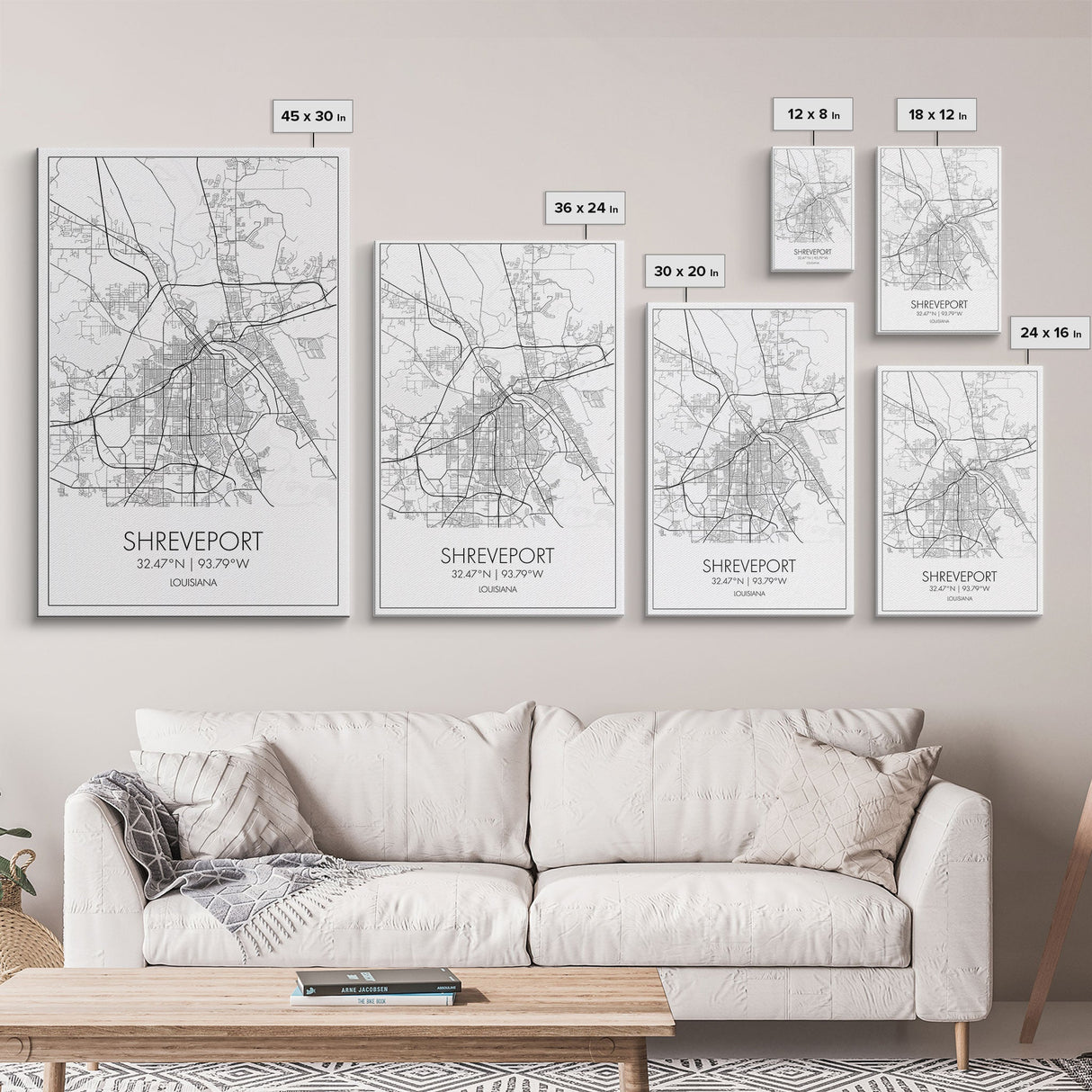 Shreveport Street Map, Louisiana Map, City Map Print, Minimalist Art, Wall Art, Canvas Print, Wall Decoration, Aviation Gift, Travel Décor