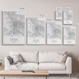 Tucson Street Map, Arizona Map, City Map Print, Modern Wall Art, Wall Art, Canvas Print, Minimal Wall Art, Family Gift, Travel Wall Décor