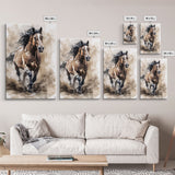 Powerful Horse Galloping - Framed Canvas Print, Dynamic Living Room Art, Energetic Bedroom Decor, Equestrian Art, Wall Art