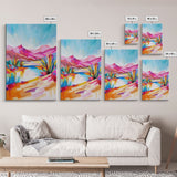 Bright Southwestern Landscape Art - Framed Canvas Print, Desert Decor, Vibrant Living Room Wall Art, Colorful Nature Scene