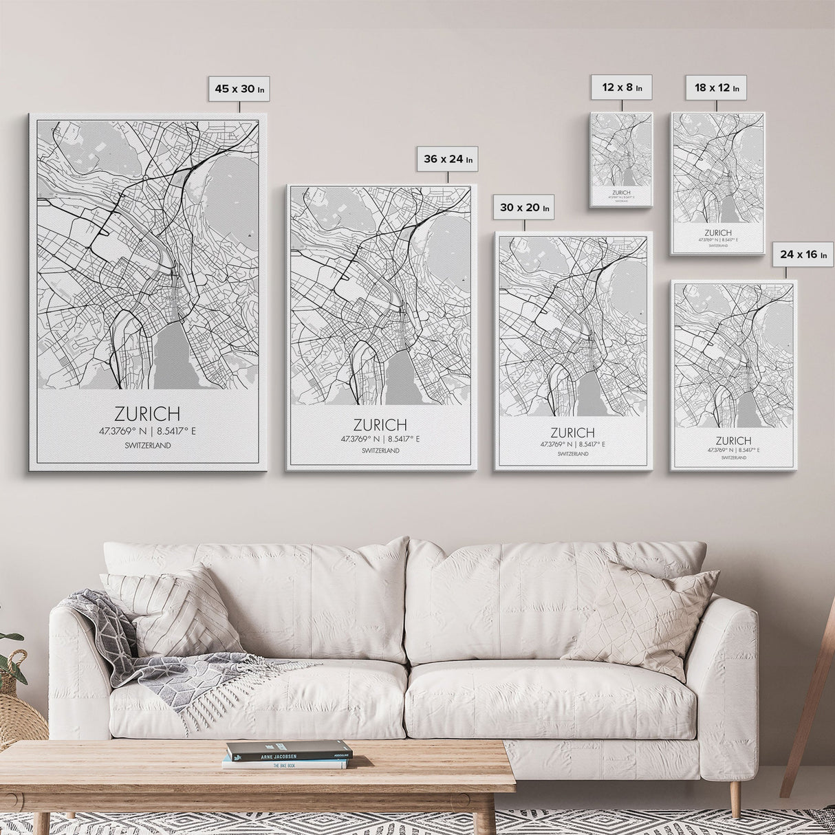 Zurich Street Map, Switzerland Map, Europe City Map Print, Minimalist Art, Wall Art, Canvas Print, Travel Art, Wall Hanging, Honeymoon Gift
