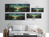 Vah Gogh Inspired Starry Night Farmhouse Painting Framed Canvas Print, Beautiful Minimalist Landscape Painting, Wall Art