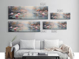 White Water Lilies Fantasy Decor, Framed Canvas Print, Ready To Hang, Floral Wall Art, Home Decor, Springtime Art, Farmhouse Art