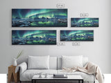 Northern Lights, Aurora Borealis, Framed Canvas Print, Beautiful Alaskan Winter Landscape Painting, Moody Art, Unique Wall Art