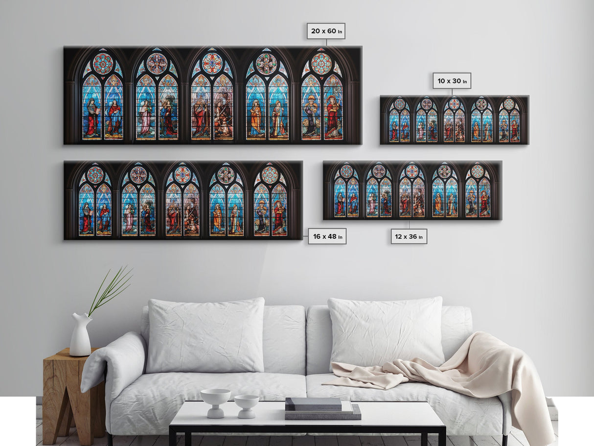 Stained Glass Windows Canvas Print, Stained Glass Painting On Canvas, Church Stained Glass Windows Fine Art Print