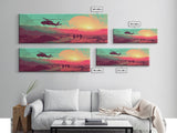 Sunset In The Iraqi Desert - OIF Art - Blackhawk Dustoff - Framed Canvas Print - Veteran Art - OEF, Operation Iraqi Freedom, Retro Military