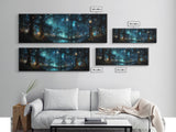 Fantasy Forest Print - Lightning Bugs Light Up The Forest At Night - Framed Canvas Print - Beautiful Fantasy Art - Framed Wall Art Fireflies