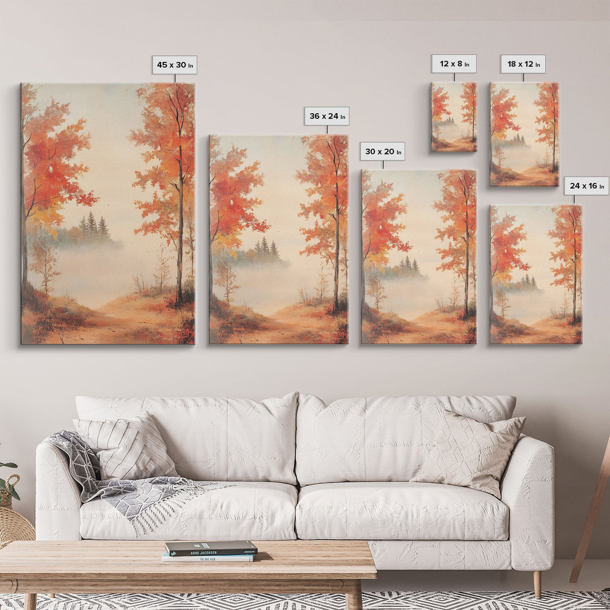 Canvas Print of Serene Autumn Path with Misty Background, Fall Wall Art, Seasonal Decor, Gift Idea, Modern Farmhouse, Autumn Landscape