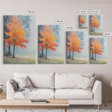 Canvas Print of Vibrant Autumn Tree in Misty Background, Seasonal Wall Art, Fall Decor, Best Gift Idea, Modern Farmhouse Landscape Art
