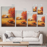 Pumpkin Cart In Fall Field Framed Canvas Print Rustic Autumn Country Farmhouse Decor Perfect Seasonal Art For Farmhouse Christmas Wall Art
