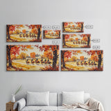 Fall farmhouse wall art Framed Canvas Print equestrian scene autumn country decor cozy farmhouse holiday decor above sofa art gift idea
