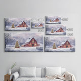Christmas decor farmhouse Framed Canvas Print snowy barn scene holiday wall art Christmas tree decor best gift Christmas holiday home decor
