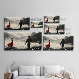 Winter Forest Cowboy Framed Canvas Print Christmas Cowboy Art Above Sofa Holiday Wall Decor Seasonal Winter Wonderland Gift