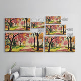 Colorful Autumn Path Canvas Print, Fall Park Scene Wall Art, Modern Farmhouse Autumn Decor, Holiday Art, Best Seasonal Gift Idea