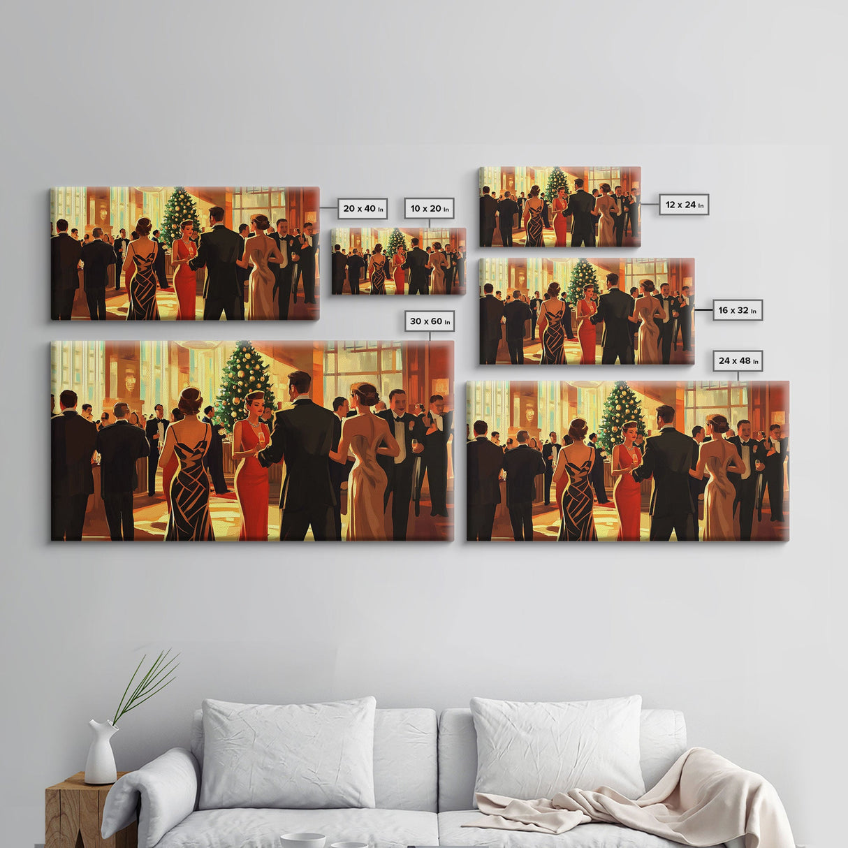 Vintage Christmas Shopping Framed Canvas Print, Retro Holiday Decor, Christmas Tree Scene Art, Vintage Christmas Home Decor, Best Gift Idea