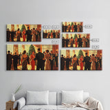 Vintage Christmas Shopping Framed Canvas Print, Retro Holiday Decor, Christmas Tree Scene Art, Vintage Christmas Home Decor, Best Gift Idea