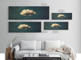 The Lonely Cloud - Framed Canvas Print - Vintage Moody Cloud Wall Art - Single Cloud In A Blue Sky - Vintage Above Bed Boho Art