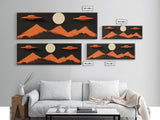 Orange Flying Saucers - UFO Art - Panoramic Print - Cute Alien Art - Nursery Decor