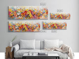 Panoramic Wildflowers Canvas Print, Wood Framed Wall Art, Beautiful Ultra-Wide Wall Art, Original Flower Painting, Floral Art, Botantical Wall Art