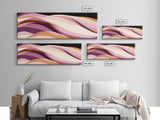 Lavender and Lilac Ocean Waves - MCM Style Modern Art, Retro Abstract Panoramic Print, Wood Framed Art, Modern Home Decor