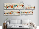 Retro Atomic Age Inspired Abstract Art, Framed Canvas Print, Solar System in Abstract, Mid-century modern Inspired Vintage Art