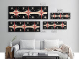 Neutral Star Burst Framed Canvas Print, Abstract Atomic Age Wall Art, Mid-Century Modern 1950s Style Home Decor, Large Scale Art