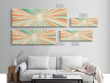 Mid Centery Modern Canvas Print - Framed MCM Style Wall Art, Orange and Green Star Burst - Art Deco Modern Art - Above Sofa Decor