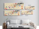 Polka Dots On Cream Background, Framed Canvas Print, Panoramic Wall Art, Modern Home Decor, Boho Style Above Bed Wall Art