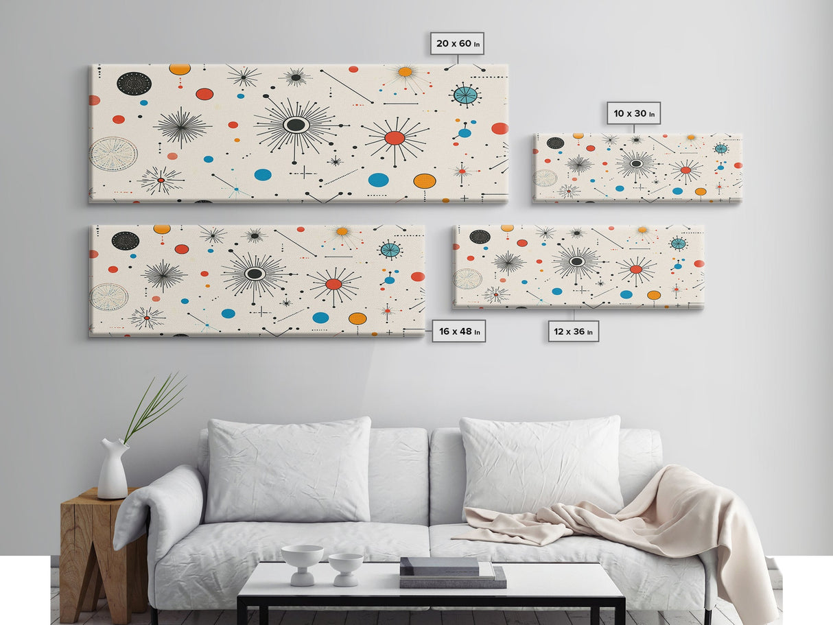 Retro Star Pattern Wall Art Print, Canvas Print, Trendy Art, Eclectic / Kitsch Decor, Midcentury Modern Nursery Decor, Cute Art for Kid's Room