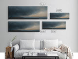 Framed Moody Wall Art, Panoramic Seascape On a Stormy Day - Dark Decor - Cloudy Sky Art - Above Bed Decor, Above Sofa Painting