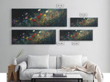 Wildflowers At Midnight Framed Canvas Print, Moody Decor, Boho Minimalist Wall Art, Modern Art, Floral or Botanical Wall Art