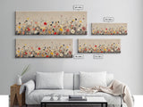 Muted Wild Flowers On White Background, Framed Canvas Print, Mother's Day Gift Idea, Wood Frame, Rustic Art, Farmhouse Decor, Boho Art