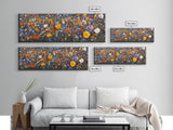 Field of Flowers - Floral Decor - Boho Farmhouse Wall Art Framed Canvas Print - Minimalist Decor - Cute Vibrant Wall Art
