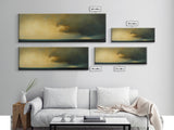 Storm On The Bay Framed Canvas Print, Dark and Moody Home Decor, Dark Art, Wood Framed Abstract Seascape Painting