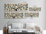 Wabi Sabi Inspired Botanical Print, Panoramic Canvas Art, Boho Style Textile Wall Art Print, Above Bed Or Sofa, Guest Room Decor
