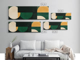 Squares and Circles, Geometric Pattern MCM Wall Art, Panoramic Framed Canvas Print, Wide and Narrow Art, Above Sofa living Room Wall Art