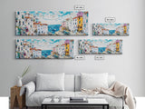 Italian Seaside Impasto Style Canvas Print, Retro Home Decor, Pastel Colors, Italy Wall Art, European Vacation Wall Art Gift