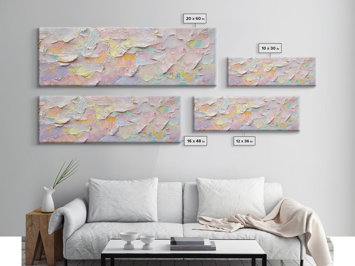 Abstract Moody Floral Wall Art, Framed Canvas Print, Pink and Pastel Wall Art, Large Abstract Flower Texture Wall Art for Above Bed or Sofa