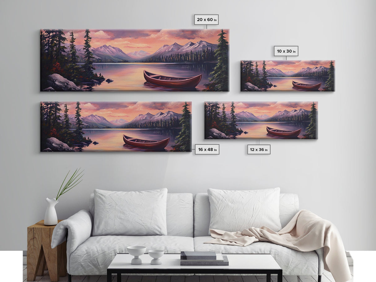 Sunset Over The Mountains, Subdued Landscape Painting, Calm and Serene Landscape Art, Oil Painting Print, Lake House Wall Art
