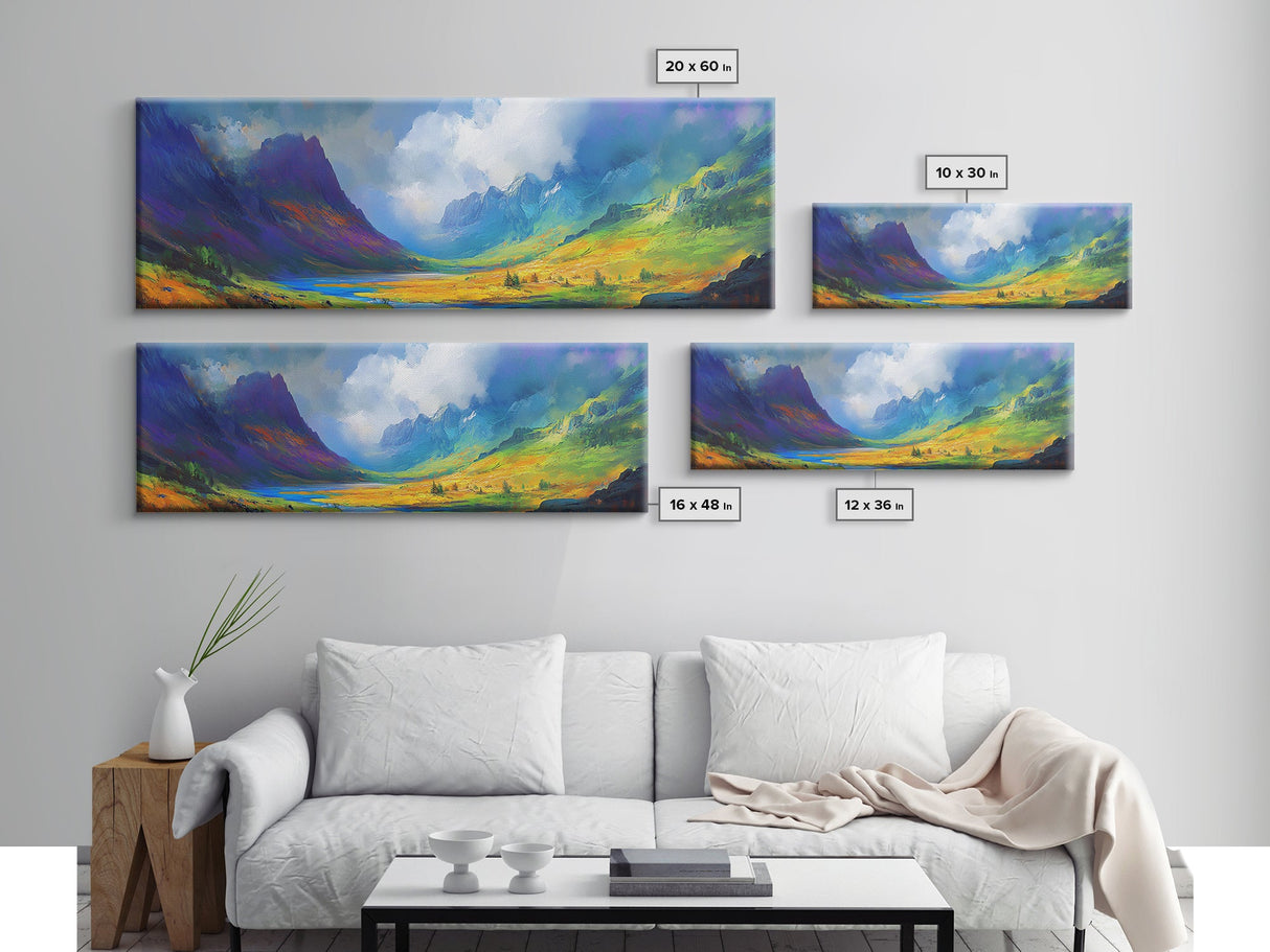 Colorful Fantasy Landscape Painting Print, Oversized Wall Art, Purple and Green Wall Art