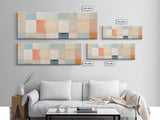 MCM Style Abstract Square, Framed Canvas Print, Mid-Century Modern Wall Art, Pastel Colors, Large Horizontal Wall Art Print