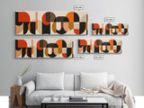 Mid-century Modern Wall Art, Framed Panoramic Art, Earth Tones, Subdued Artwork, Geometric Patterns, Above Couch or Sofa Art