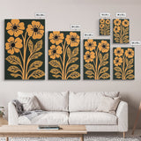 Mid-Century Modern Abstract Floral Canvas Wall Art Print With Wood Frame, Home Decor, Modern Farmhouse Flower Market Decor