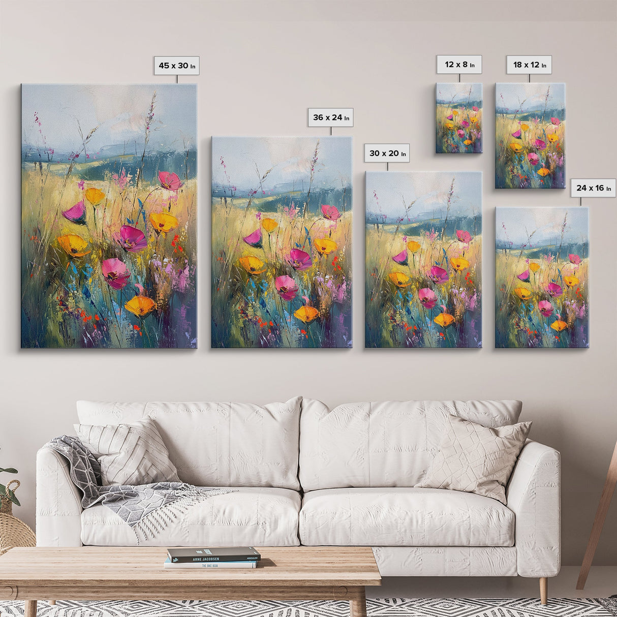 Small Wild Flower Painting Print, Wood Framed Canvas, Botanical Wall Art, Extra Large Art, Oversized Home Decor, Gallery Wall Decor, Wildflower Art