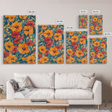Orange and Red Flower Print, Canvas Print, Wood Frame Art, Large Wall Art, Abstract Botanical or Floral Wall Art, Custom Painting For Living Room