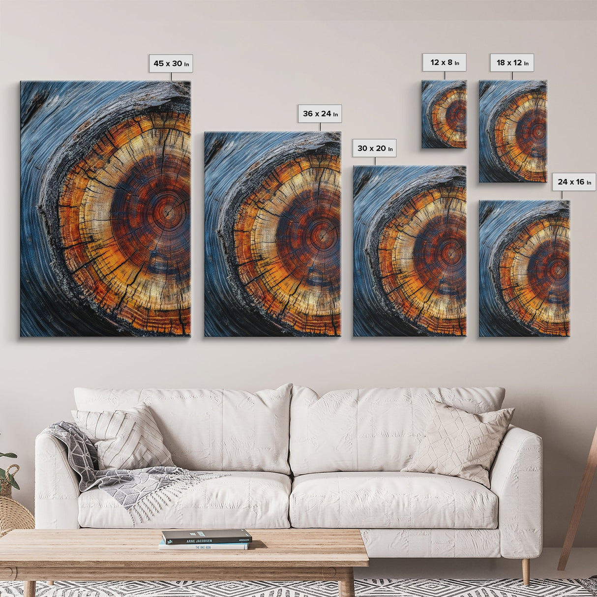 Canvas Print With Wood Frame - Tree Rings - Vertical Wall Art - Boho Minimalist Modern Farmhouse Decor - Rustic Art - Contemporary Art